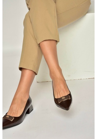 Fox Shoes Y820771260 Kahverengi Rustik Alçak Topuklu Kadın Ayakkabı Kahverengi
