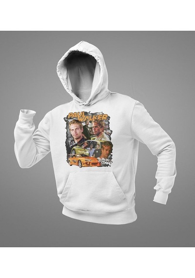 Sevbano Hızlı Ve Öfkeli Paul Walker Baskılı Unisex Oversize Film Hoodie Beyaz