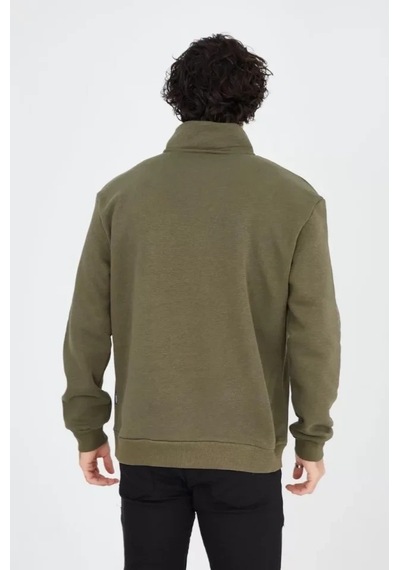 Vexor Erkek Yarım Fermuarlı Baskılı Sweat - Yeşil