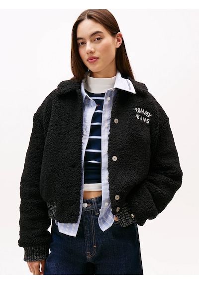 Tommy Hilfiger Tjw Teddy Kolej Stili Bomber Kadın Siyah Ceket Dw0dw21666bds Siyah