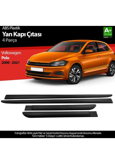 S-dizayn Vw Polo Abs Plastik Yan Kapı Koruma Çıtası 2009-2021 A+ Kalite