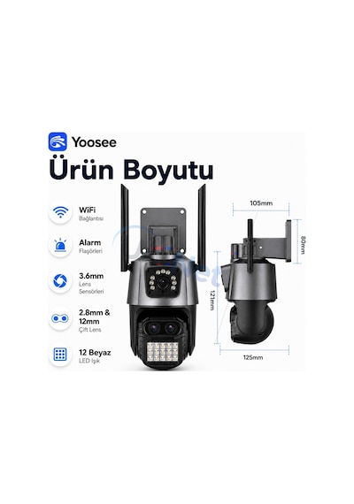 Uninet 6mp Çift Kameralı Wifi Ptz Döner Başlıklı Güvenlik Kamerası Polis Çakarı Ve 40 Metre Gece Görüşü Bulunan Ip Kamera
