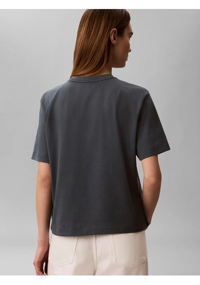 Calvin Klein Ss Boxy Left Chest M, Ceg Gri Kadın T-shirt