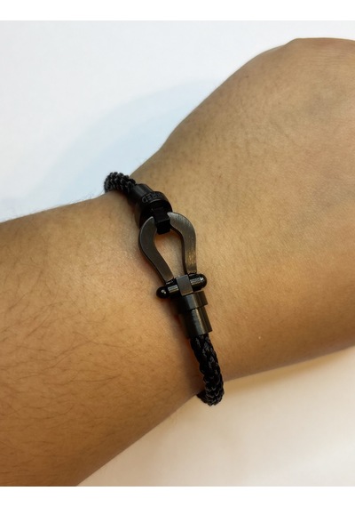 Unisex Siyah Toka Ve Bilek Detay Çelik Bileklik 19 Siyah
