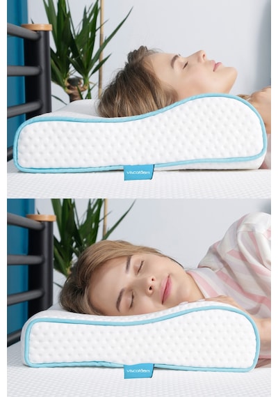 Viscofoam Hava Kanallı Ortopedik Boyun Destekli Yastık Visco Yastık 57x37x10-7cm