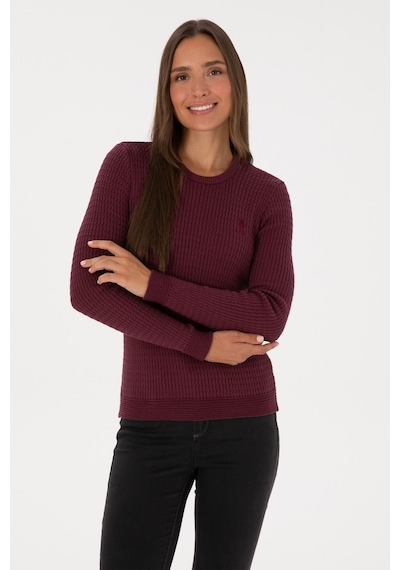 U.S. Polo Assn. Kadın Bordo Bisiklet Yaka Basic Kazak 50307763-VR177