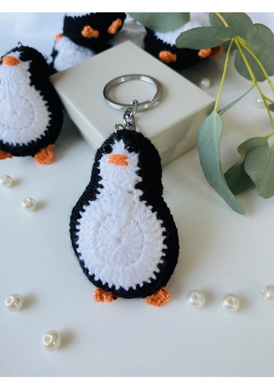 Fynbos Amigurumi Penguen Figürlü El Yapımı Anahtarlık