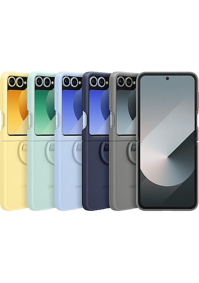 Samsung Uyumlu Galaxy Z Flip 6 Yüzüklü Silikon Telefon Kılıfı