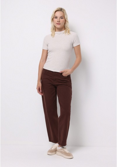 Colin's Colins Slim Fit Dik Yaka Düz Kadın Ekru Kısa Kol Tişört Cl1077100 Q1.v2 Ecm Ecru Melange