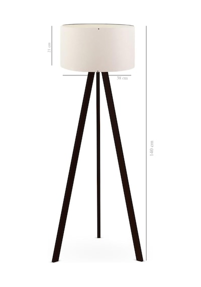 Tr Bohhem Art Tripod Ahşap Ayaklı Lambader Köşe Lambası Krem Upvc Krem Diğer