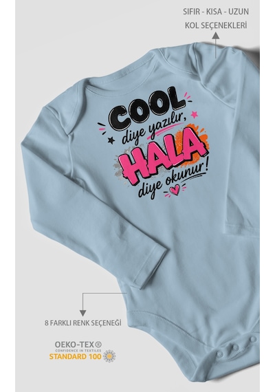 Morivokids Cool Diye Yazılır Hala Diye Okunur Uzun Kollu Bebek Body %100 Pamuk Bebe Mavisi