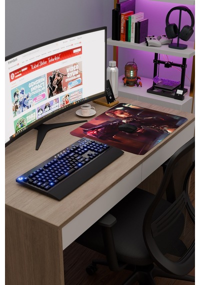 Dijital Savaşçı Kadın V3 48x40 Xl Gaming Kauçuk Kaymaz Taban Mouse Pad Fare Altlığı