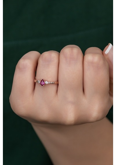 Gümüş Prenses Yüzük Rose Gold Kaplama 925 Ayar Gümüş Rose Gold (511779963)
