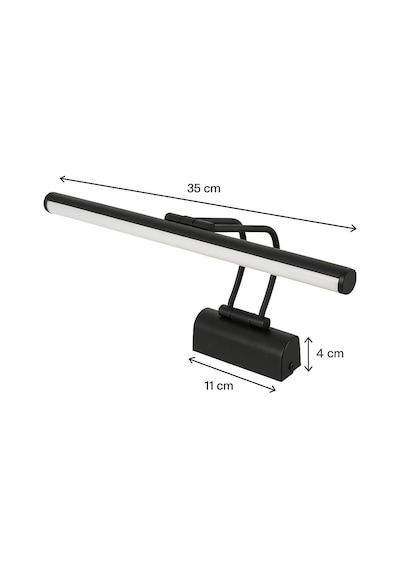 Siyah Kasa Led Flüt Resim Aplik 6w 3200k Gün Işığı 35cm Duvar Tipi Ayna/tablo Üstü Deko