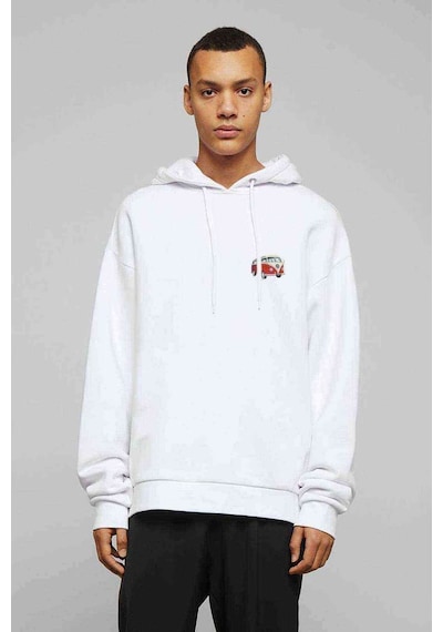 Araba Minibüs Kırmızı T2 Baskılı Beyaz Erkek Kapşonlu Sweatshirt