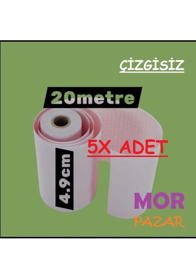 49 X 20 Ekg Kagıdı 20 Metre 5 Rulo Çizgisiz