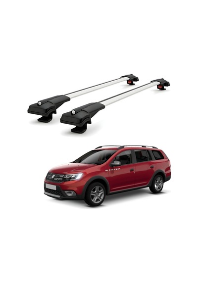 Dacia Logan MCV II 2013-2021 i&ccedil;in Ara Atkı Tavan Barı , Ara&ccedil; &Uuml;st&uuml; Ekipman Taşıma Barı Gri 2 Adet