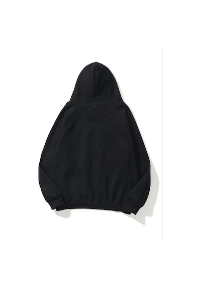 Mbb E-ticaret Kadın Kapüşonlu Kanguru Cepli 3 İplik Pamuklu Düz Hoodie Sweatshirt - Siyah