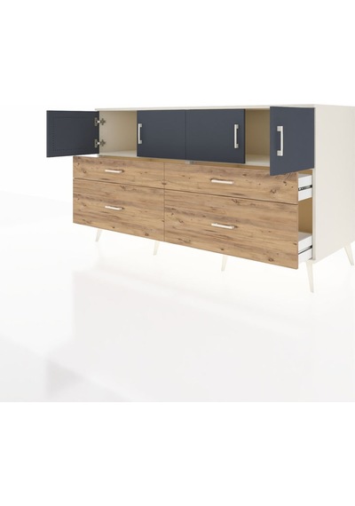 Kronos Konsol 2 Raflı 4 Çekmeceli 4 Kapaklı 176x59x99 Aytaşı-antr Aytaşı-antrasit/çam