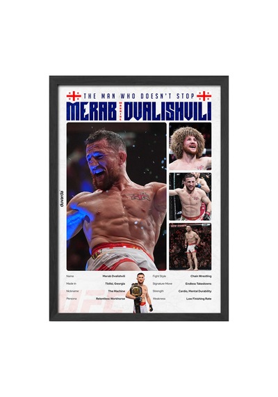Merab Dvalishvili Ufc Siyah Ahşap Çerçeveli Poster, Dekoratif Dövüş Duvar Tablosu