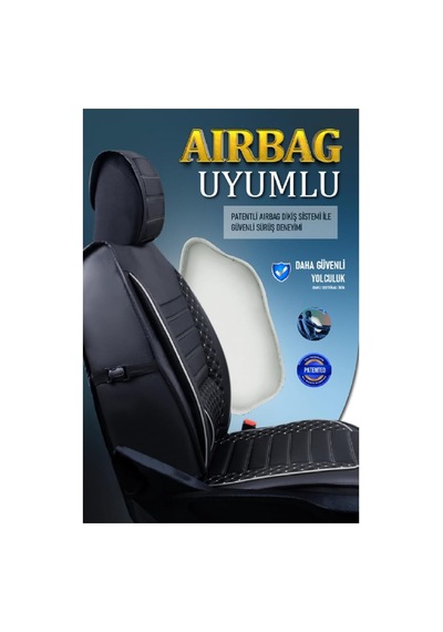 Citroen Berlingo İle Uyumlu 3 Tekli Lüx Deri Oto Koltuk Kılıfı Ön Arka Takım Safir Siyah Beyaz Genel