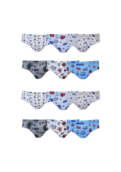 Hepsine Rakip Tutku 12'li Paket Erkek Çocuk Renkli Empirme Elastan Slip Külot Tec0255 Çok Renkli