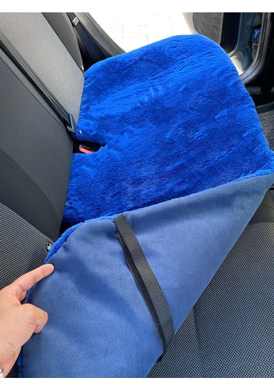 Yumuşak Tüylü Peluş Serme Oto Koltuk Minder Arka Mavi