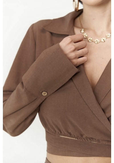 Mai Collection Mai Studios Co. Estila Kahve Crop Pantolon Takım Kahve