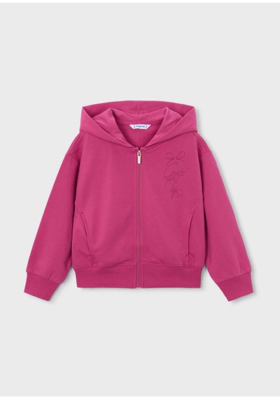 Kız Çocuk Fermuarlı Kapüşonlu Sweatshirt 3457 Fuşya
