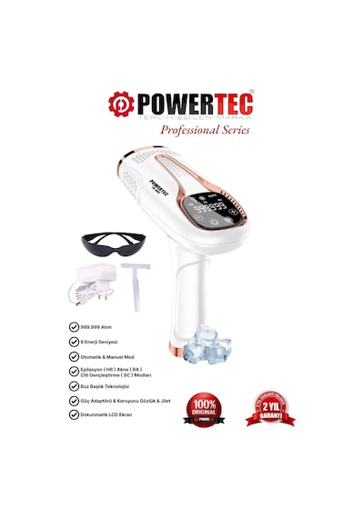 Powertec TR-999 Ipl Lazer Epilasyon 999.999 Atım Otomatik/manuel 9 Modlu Beyaz