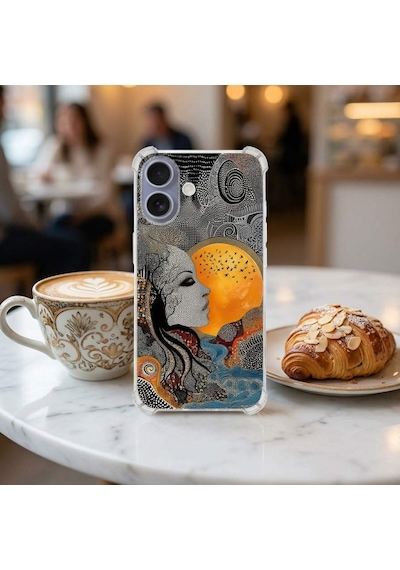 Printify Tecno Spark7t İle Uyumlu Simya Serisi Mozaik Tanrıça Tasarımlı Uv Baskılı Köşe Korumalı Antişok Kılıf Şeffaf