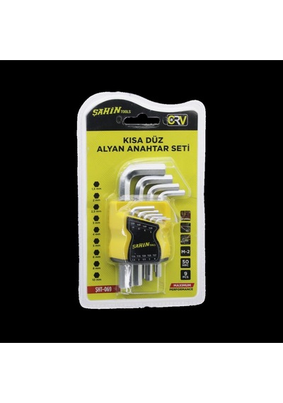 Alyan Anahtar Seti 9 Parça Kısa Düz 1.5-10 Mm