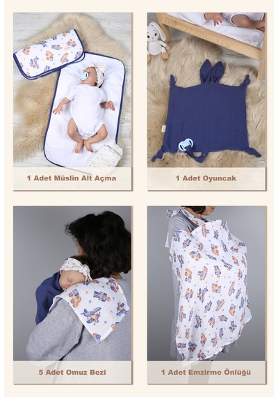Luckka 29 Parça Müslin Bebek Bakım Çantası - Müslin Set - Ztçanta