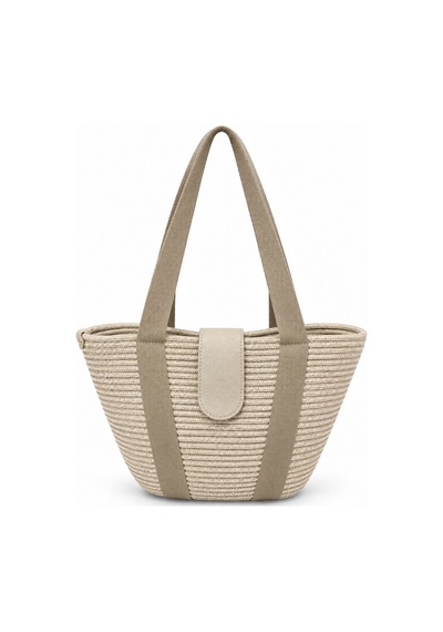 Levano Leather Kadın Hasır Tote Omuz Çantası Deri Detaylı Geniş İç Hacimli Günlük Yazlık Çanta 38x28 Cm Ekru