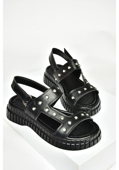 Fox Shoess610576609 Siyah Kalın Tabanlı Kadın Sandalet Siyah