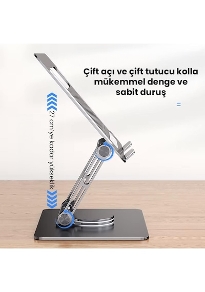 Upway 360 Derece Dönebilen Yükseklik Ayarlı Studio Style Alüminyum Laptop Ve Tablet Standı