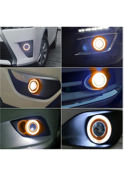 Peugeot Boxer Uyumlu, Universal Mercekli Led Angel Sis Farı, 76mm Turuncu Renk
