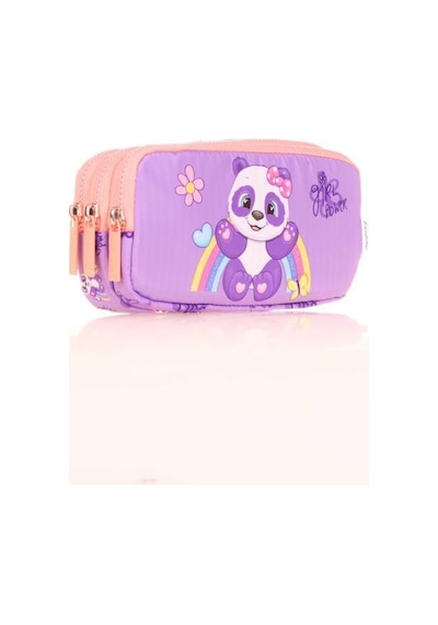 Kaukko Kids 3 Bölmeli Kalem Çantası Toys Panda Lila L8154
