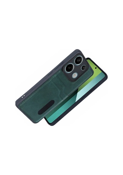 Xiaomi Redmi 15c 4g Uyumlu Sara Kartvizitli Deri Kılıf - Yeşil