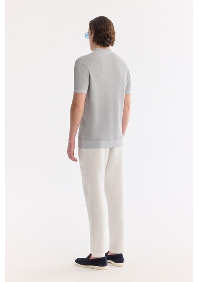 Avva Erkek Gri Polo Yaka Önden Düğmeli Regular Fit Triko T-shirt A61y5017
