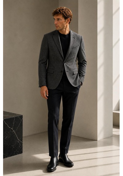 Alexandergardi Erkek Blazer Ceket Siyah - Beyaz