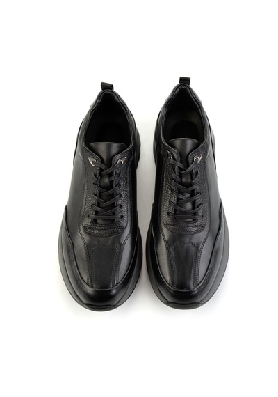 Siyah Hakiki Deri Erkek Sneaker E01307270703 Siyah