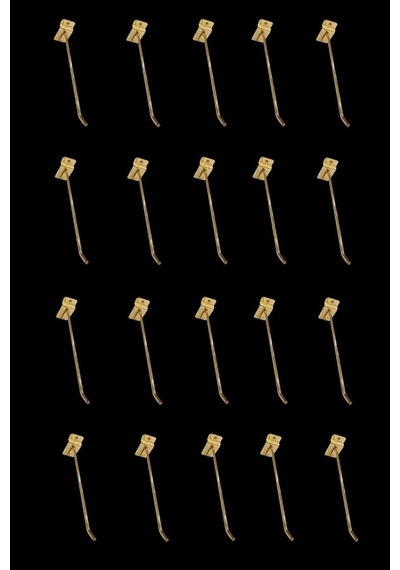 Kanallı Pano Kancası 15 Cm Gold Kaplama Mağaza Raf Askı Kancası 20 Adet