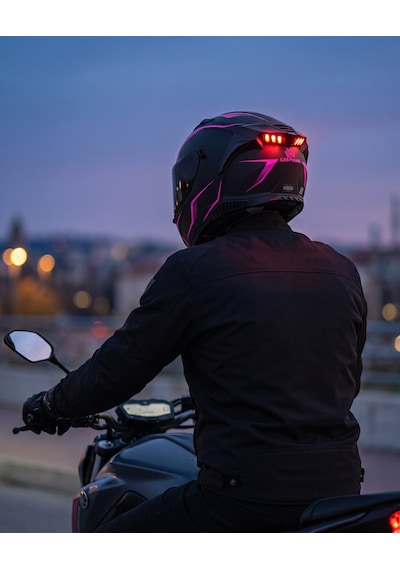 Caspiano Homer Full-face Led Işıklı Matt Black / Pink Motosiklet Kaskı Ece-r 22.06 Sertifikalı Pembe