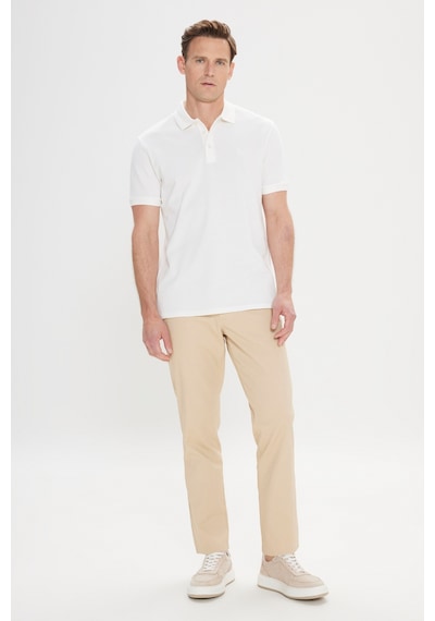 Ac&Co / Altınyıldız Classics Erkek Beyaz Slim Fit Dar Kesim Polo Yaka %100 Pamuk Kısa Kollu Tişört Beyaz