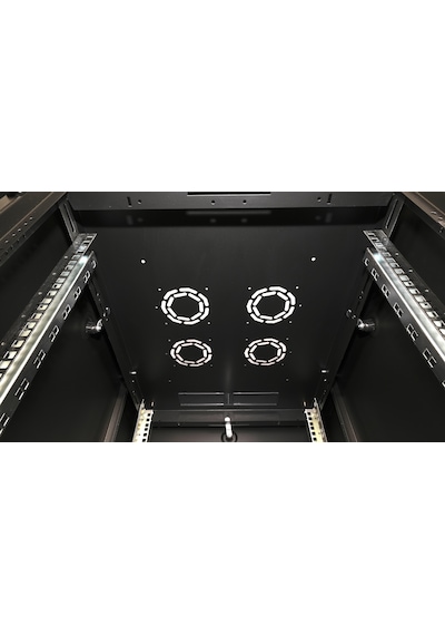 Lande Demonte 26u 600x800 Hyperline Dikili Tip Rack Kabinet Siyah Ön Cam Kapak / Tekerlekli