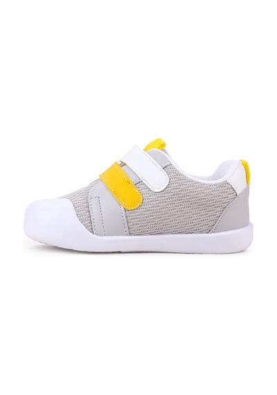 Kiko Kids Textile Cırtlı Erkek Bebek Spor Ayakkabı Gri - Sarı