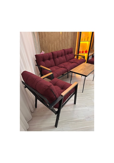 Houseart Balkon, Bahçe,teras,cafe - Salon - Metal Kanepe Koltuk Takımı - 3 1 1 Sehpa Bordo Houseart Balkon, Bahçe,teras,cafe - Salon - Metal Kanepe Koltuk Takımı - 3 1 1 Sehpa Bordo