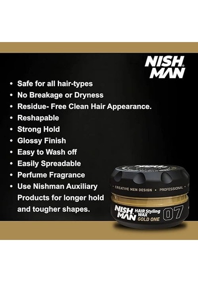 Saç Şekillendirici Wax 07 Gold One, 150 Ml Tüm Saç Tipleri Ekstra Güçlü, Islak Ve Parlak Görünüm