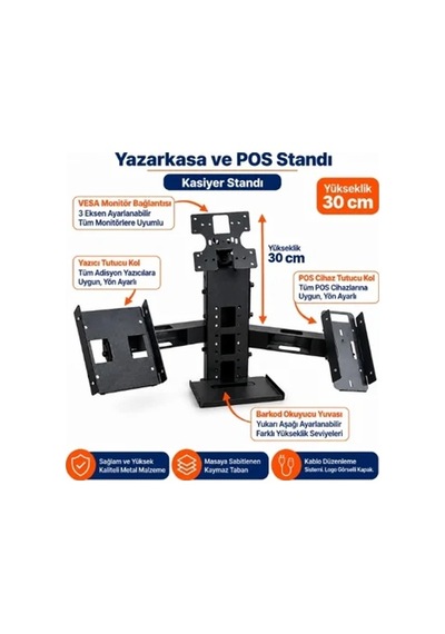 Nex360-tas-02 Yazarkasa Ve Pos Standı 30 Cm Ahtapot Stand